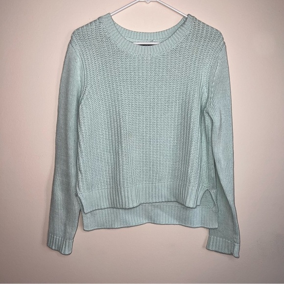 GAP Mint Green Knit Cotton Crop Crewneck Sweater Size Medium - Picture 6 of 6
